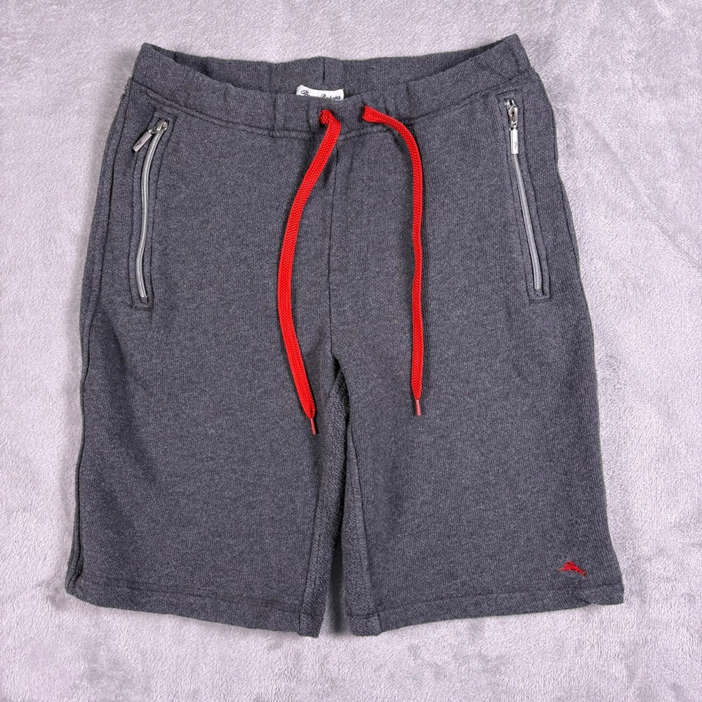 Tommy Bahama Men's M‎ Gray Lounge Shorts Zip Pockets Drawstring Cotton Terry